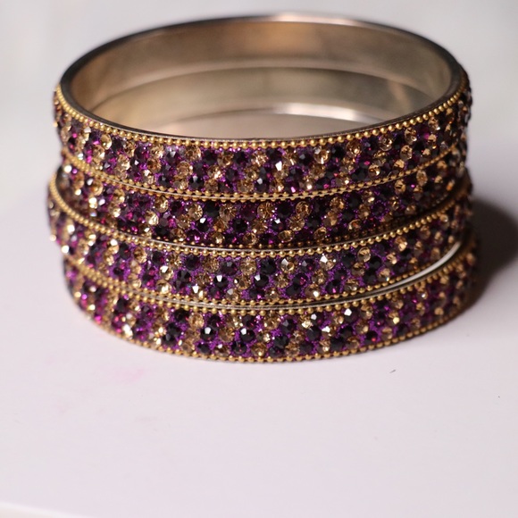 Bracelets/ Bangles Set of 12  Purple & Gold - Picture 7 of 7